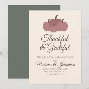 Invitación Calabazas Agradecidas Cena de Acción de Gracias Fa