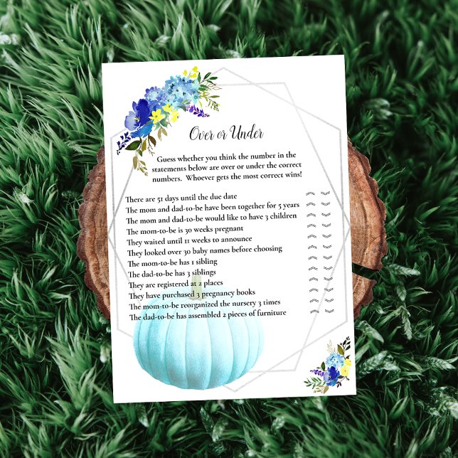 Invitación Calabazas Baby Shower sobre o debajo | Azul (Subido por el creador)