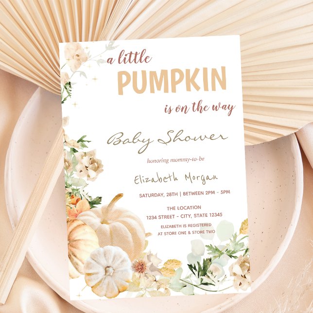 Invitación Calabazas blancas chic flores  (Subido por el creador)