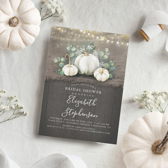 Invitación Calabazas blancas Rústica caída de campo ducha de  (Subido por el creador)