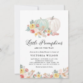Invitación Calabazas blancas y azules Gemelos de otoño Baby S