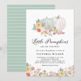Invitación Calabazas blancas y azules Gemelos de otoño Baby S