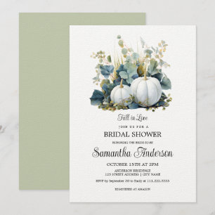 Invitación Calabazas blancas y verduras eucaliptas Ducha de n