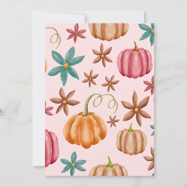 Invitación Calabazas de Acción de Gracias de Halloween con es (Anverso)