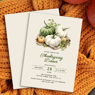 Invitación Calabazas de Acuarela Rústica Moderna de Acción de