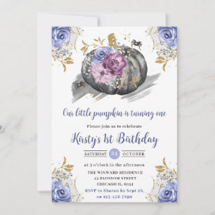 Invitación Calabazas de bomba florales de Halloween con acuar