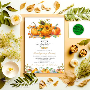 Invitación Calabazas de color acuático rustico Día de Acción