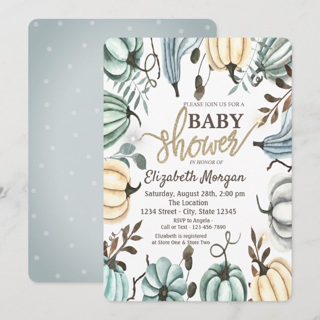 Invitación Calabazas de color Polka puntos Baby Shower (Anverso / Reverso)