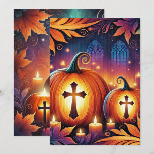 Invitación Calabazas de Halloween cristianas vibrantes impres