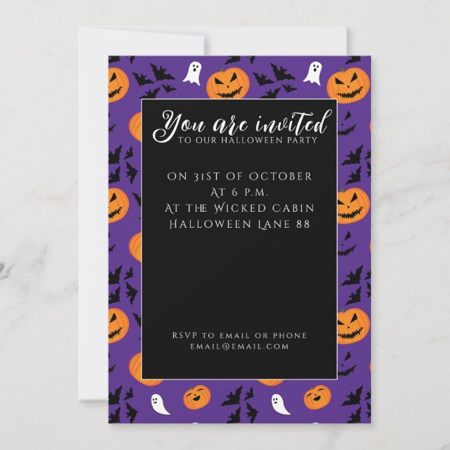 Invitación Calabazas de Halloween fantasmas murciélagos diver (Anverso)