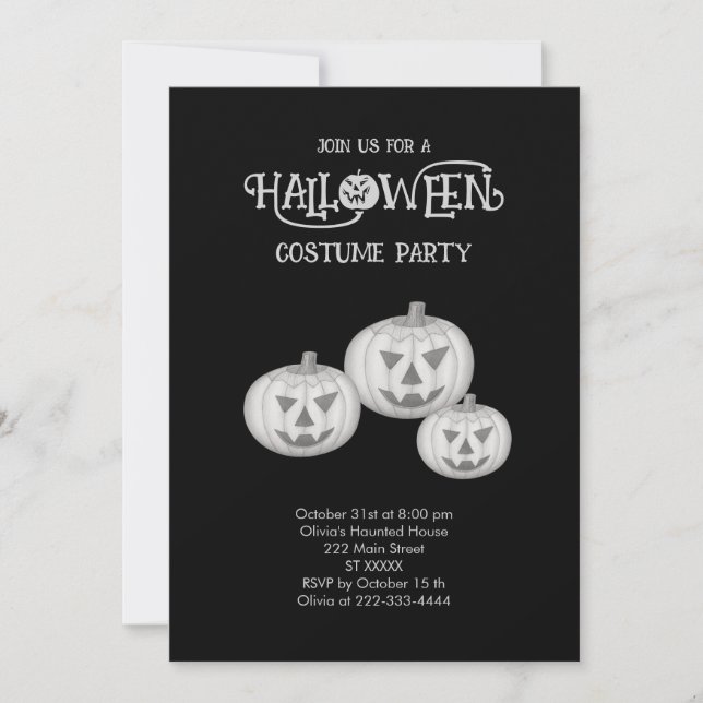 Invitación Calabazas de Halloween - Ilustracion dibujado a ma (Anverso)