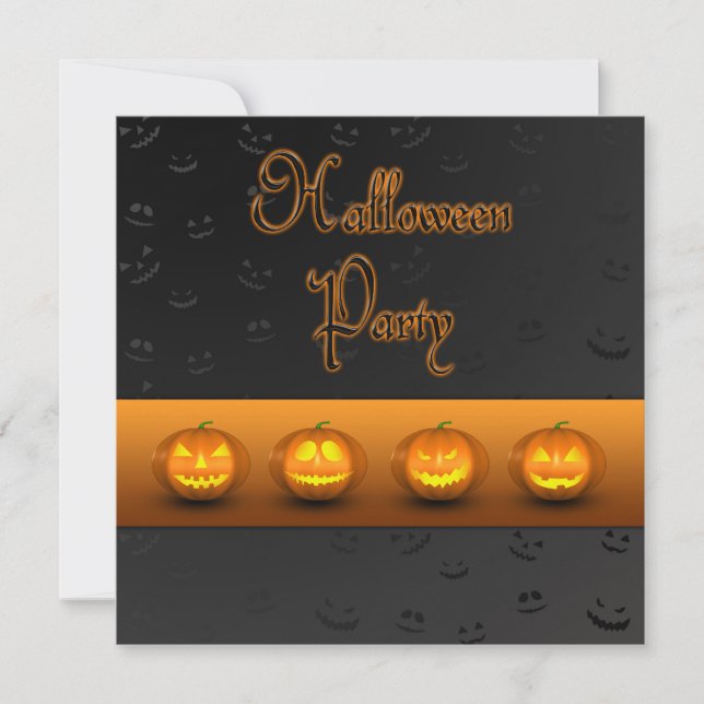 Invitación Calabazas de Halloween Jack-o-Lantern (Anverso)