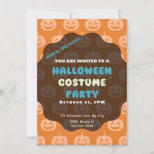 Invitación Calabazas de Halloween Naranja Claro y Oscuro