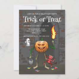 Invitación Calabazas de Halloween Truco o Trato