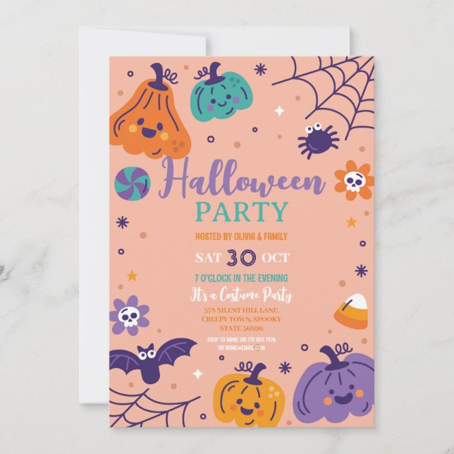 Invitación Calabazas de la fiesta de Halloween golpean a los  (Anverso)