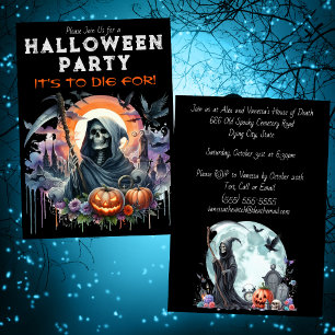 Invitación Calabazas de la Parca y Fiesta de Halloween en el