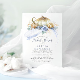 Invitación Calabazas de oro Duste Blue Floral Fall Bridal Sho