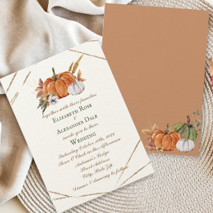 Invitación Calabazas de oro Elegante Geométrico de la Boda Ca