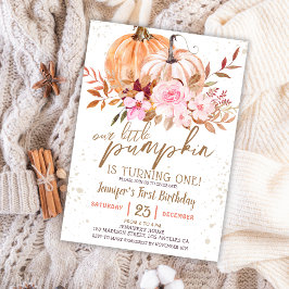 Invitación Calabazas de otoño acuarela Boho Chica 1º cumpleañ