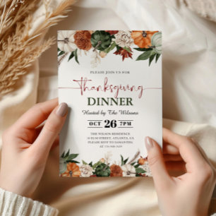 Invitación Calabazas de Otoño Cena de Acción de Gracias