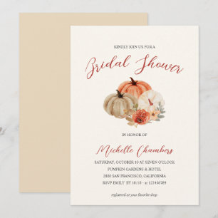 Invitación Calabazas De Otoño Flores Elegantes Ducha Novial E