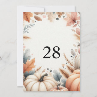 Invitación Calabazas de otoño hojas texto de caligrafía acuar