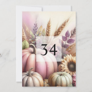 Invitación Calabazas de otoño texto de caligrafía acuarela