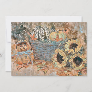 Invitación Calabazas de otoño vintage colores de otoño acuare