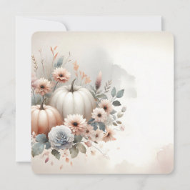 Invitación Calabazas de otoño y fondo de otoño de florales