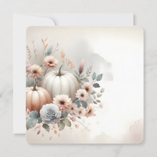 Invitación Calabazas de otoño y fondo de otoño de florales