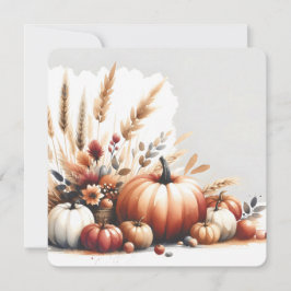 Invitación Calabazas de otoño y trigo Ilustración de otoño