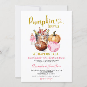 Invitación Calabazas de pañales rosados producen caída Chica 