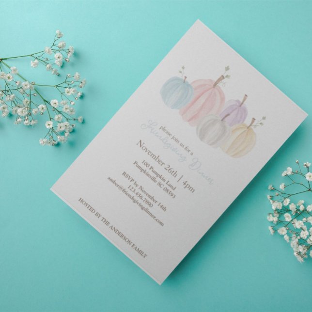 Invitación Calabazas De Pastel De Acuarela Adorable Día De Ac (Subido por el creador)