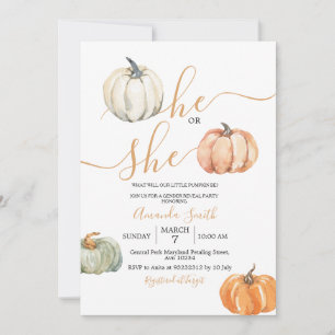 Invitación Calabazas él o ella Minimalista Fiesta de revelaci