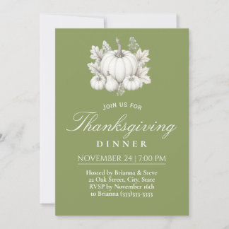 Invitación Calabazas Elegantes Cena de Acción de Gracias en V