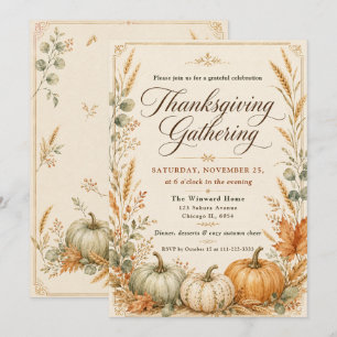 Invitación Calabazas Elegantes de Otoño Día de Acción de Grac