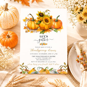 Invitación Calabazas Elegantes de Otoño Rústico Hojas Día de
