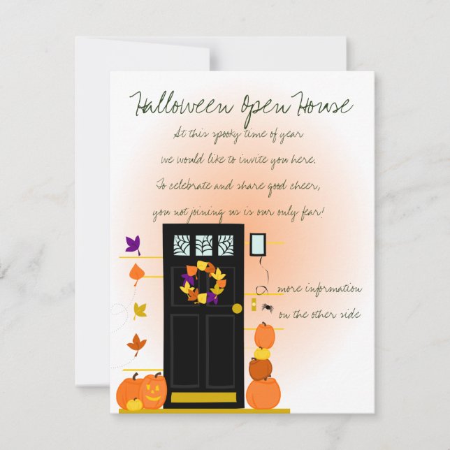 Invitación Calabazas en la puerta (Anverso)