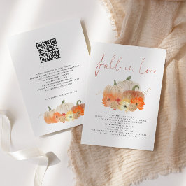 Invitación Calabazas Florales Código QR Brillante Enamorarse 