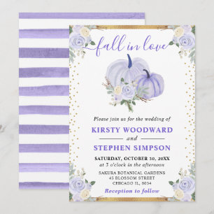 Invitación Calabazas Florales de Terciopelo Púrpura Boda de O