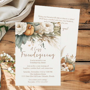 Invitación Calabazas florales neutrales de Boho QR Amistad de