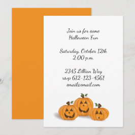 Invitación Calabazas Jack O Lantern felices y sonrientes