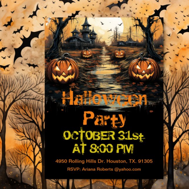 Invitación Calabazas Malvadas En La Fiesta De Halloween Fores (Subido por el creador)