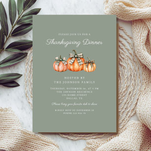 Invitación Calabazas Naranjas Rústicas Cena de Acción de Grac