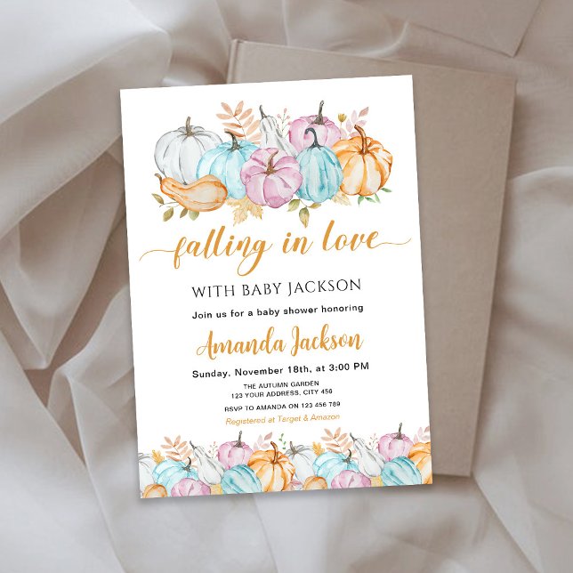 Invitación Calabazas otoñales enamoradas Baby Shower (Subido por el creador)