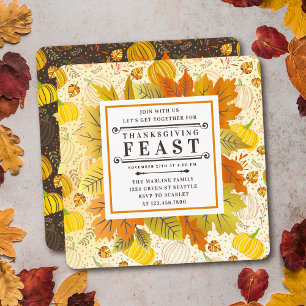 Invitación Calabazas Otoño Caída Patrón de Cosecha
