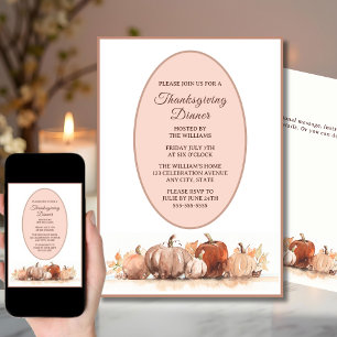 Invitación Calabazas para la cena de Acción de Gracias