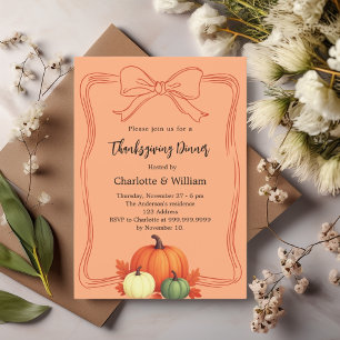 Invitación Calabazas para la cena de Acción de Gracias doblan