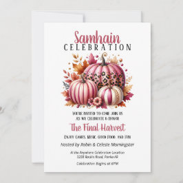Invitación Calabazas rosadas Samhain Harvin Party Halloween