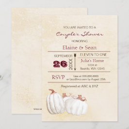 Invitación Calabazas rusas blancas caen en la ducha de la nov